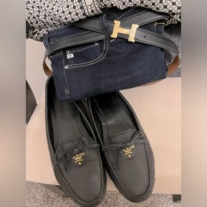 Prada black Leather driving loafer shoes -good condition size 10.5.